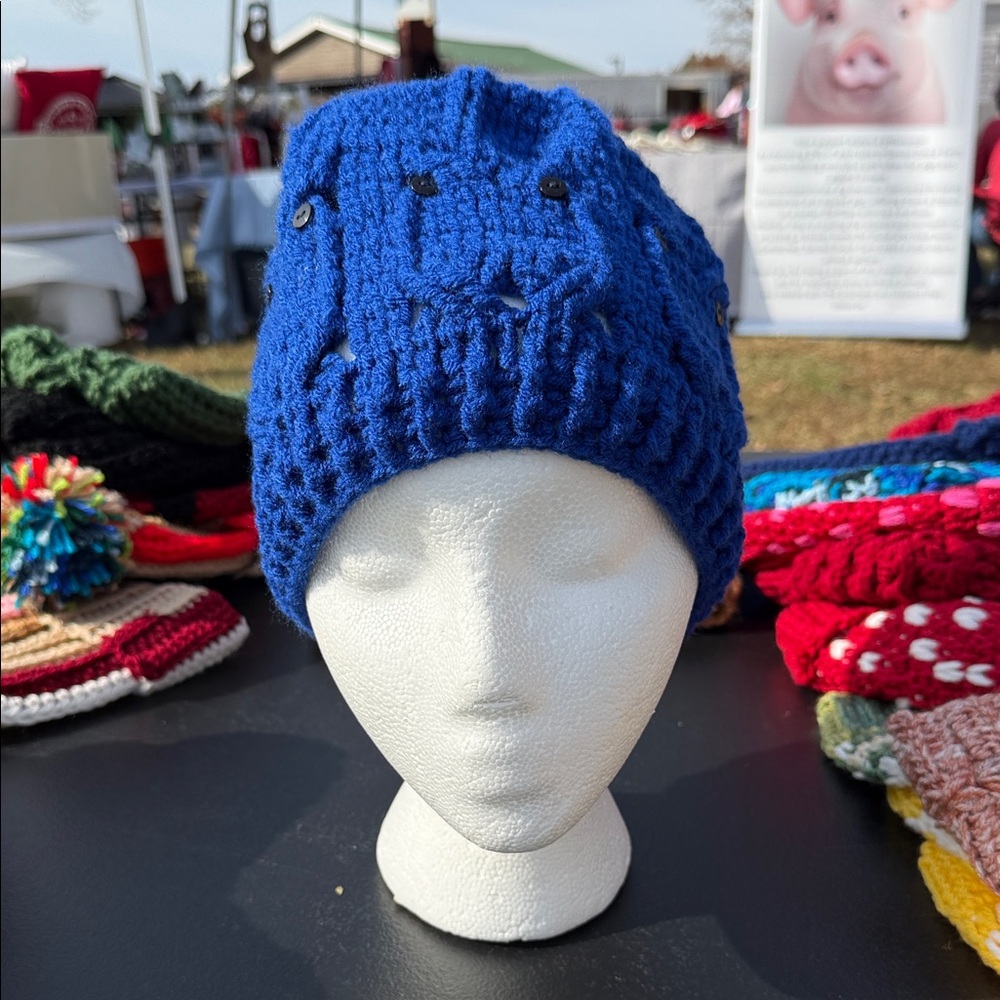 Blue Knit owl Beanie